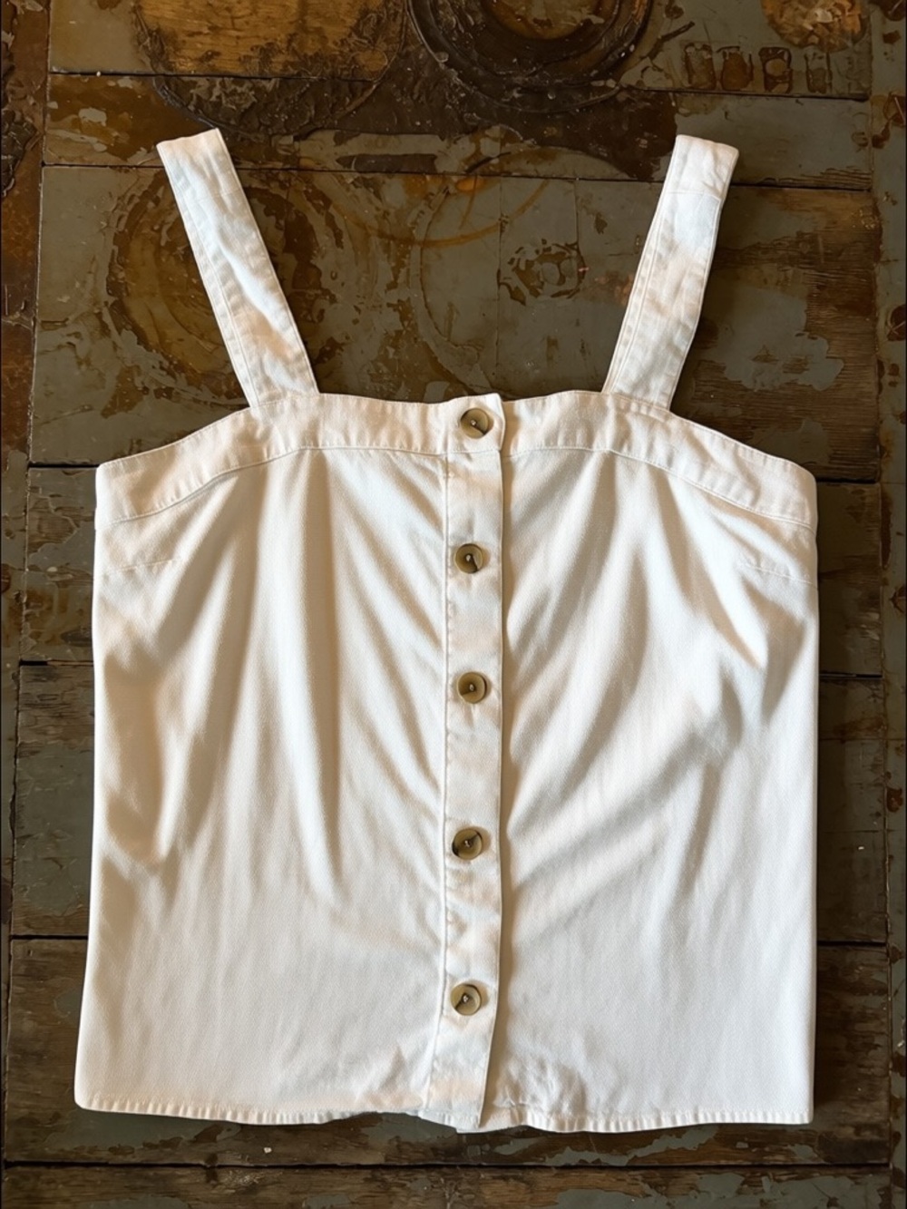J. Crew Cream Button-Front Tank Top - Picture 2 of 4